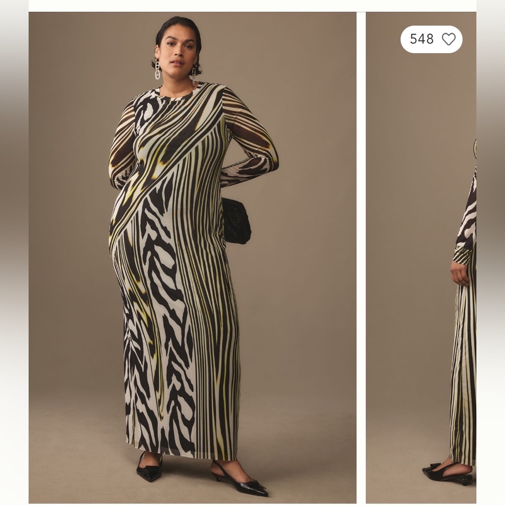 AFRM Didi Long-Sleeve Mesh Maxi Dress